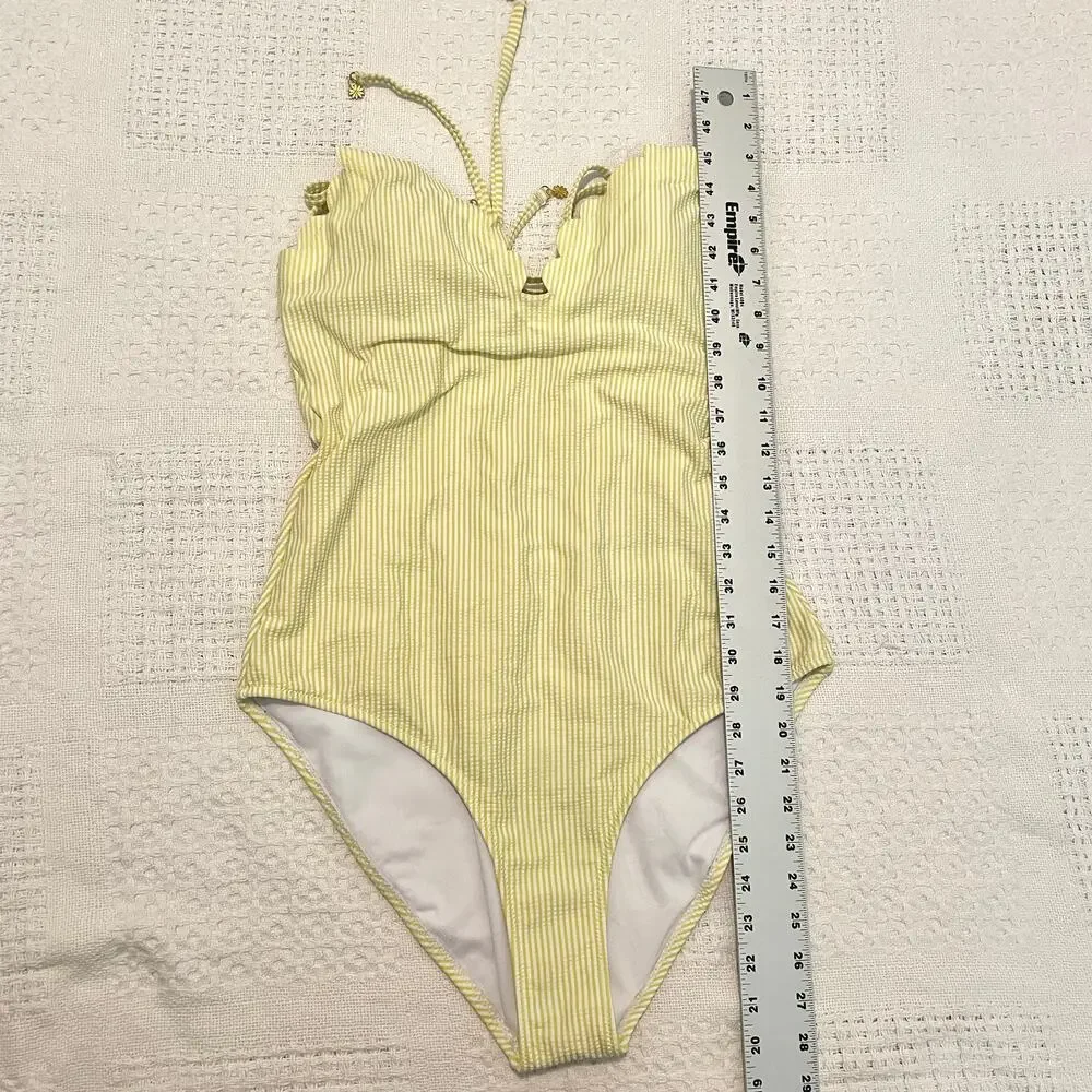 Jessica Simpson Scalloped Halter One-Piece Swimsuit